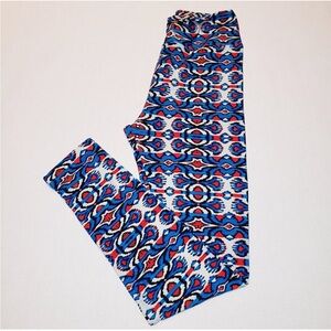 LuLaRoe Women Red, White, Blue Design Leggings One Size (Small)